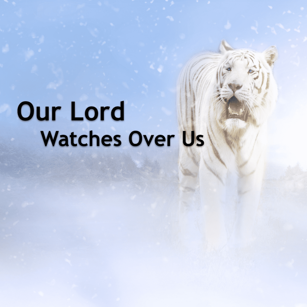 Our Lord Watches Over Us Quote on Blue Background Copy