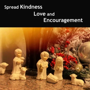 Season of Kindness With Miniature Dolls of Jesus Birth in Background