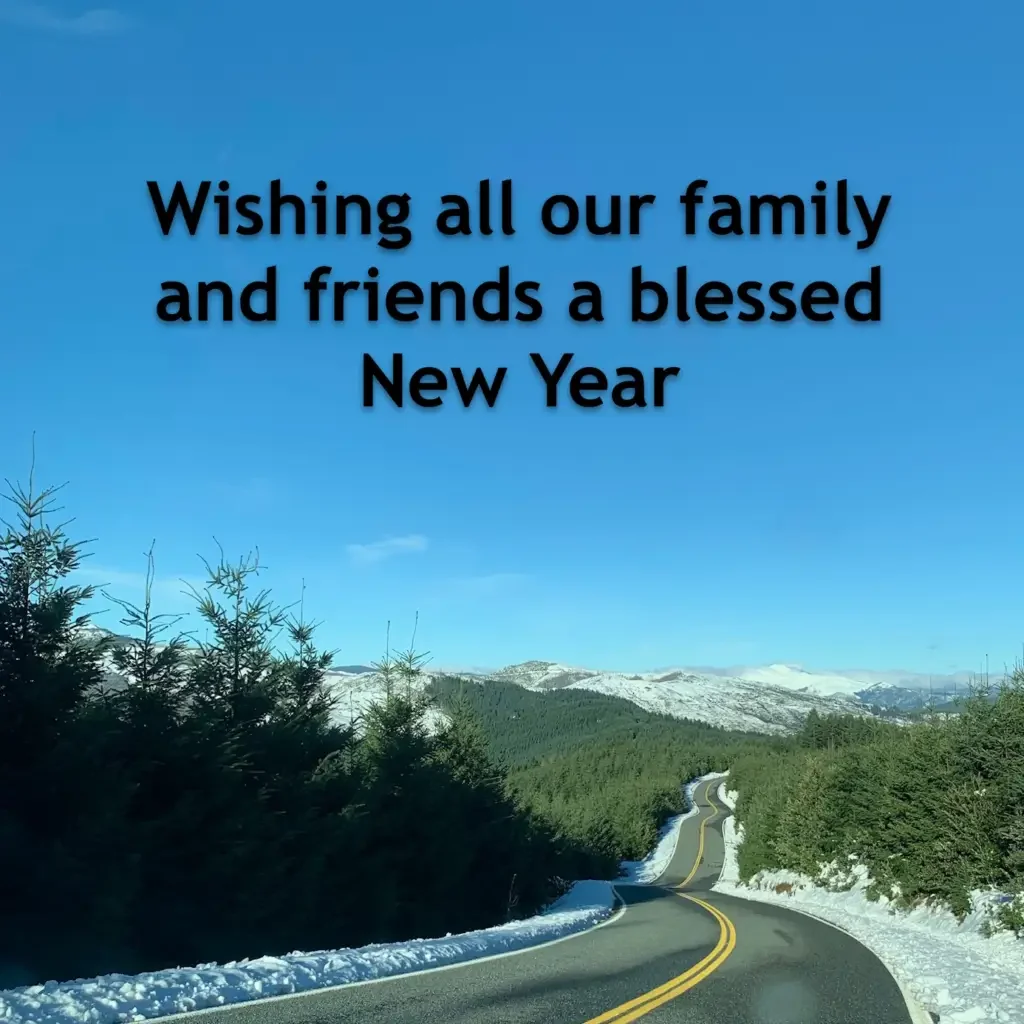New Year Wishes on a Winter Road Background